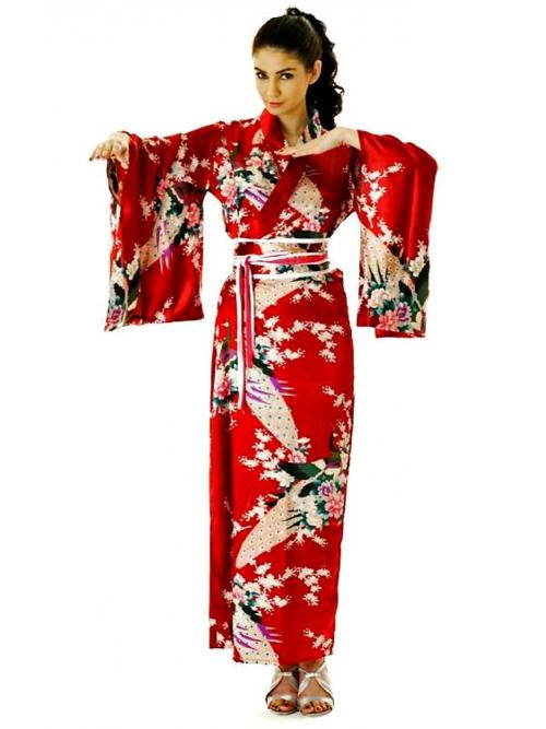 Elegant Red Kimono One Size