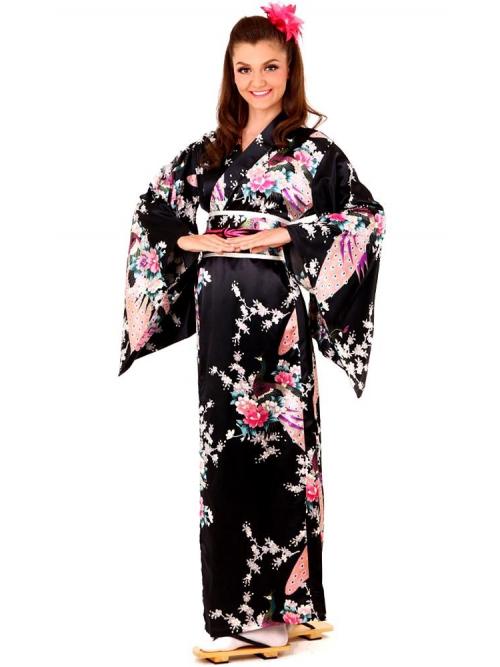 Black Kimono Dress One Size