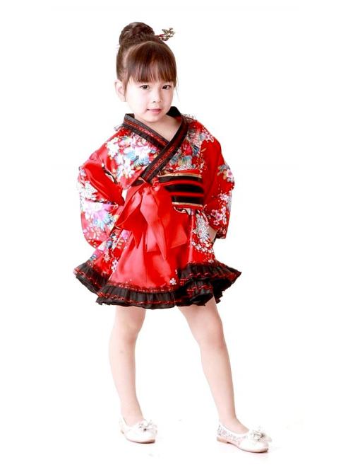 Chirpy Red Kiddie Kimono One Size