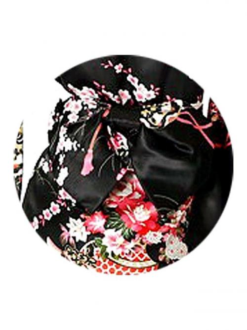 Black Kimono Obi Bow One Size