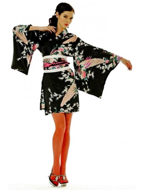 Black Peacock Kimono One Size