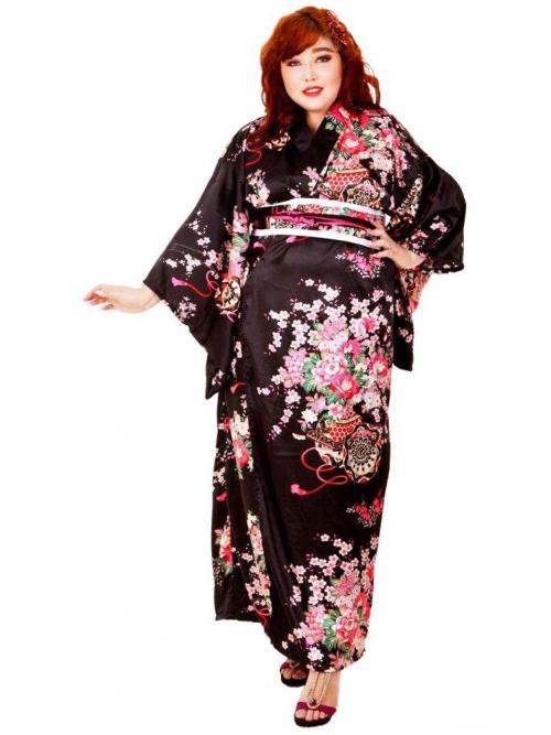 Sumptuous Black Kimono 2X