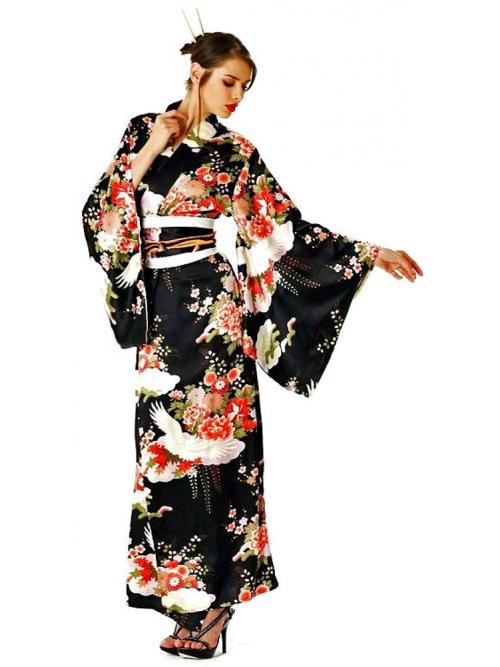 Elegant Black Kimono One Size