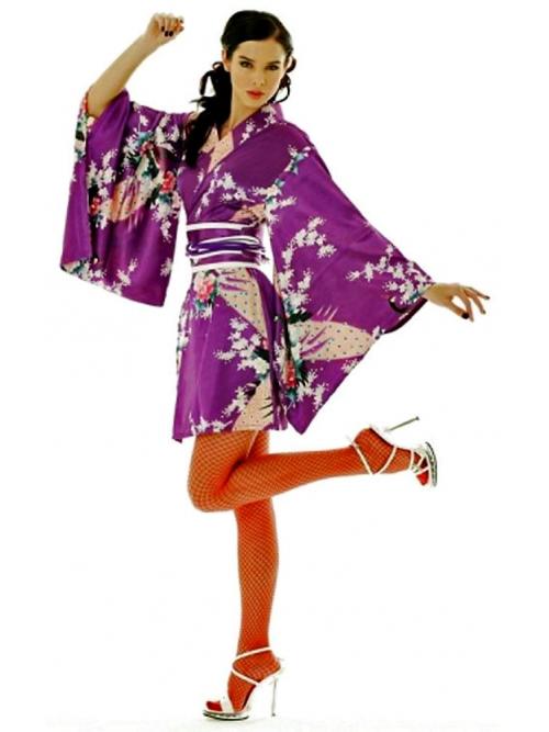 Short Purple Kimono One Size