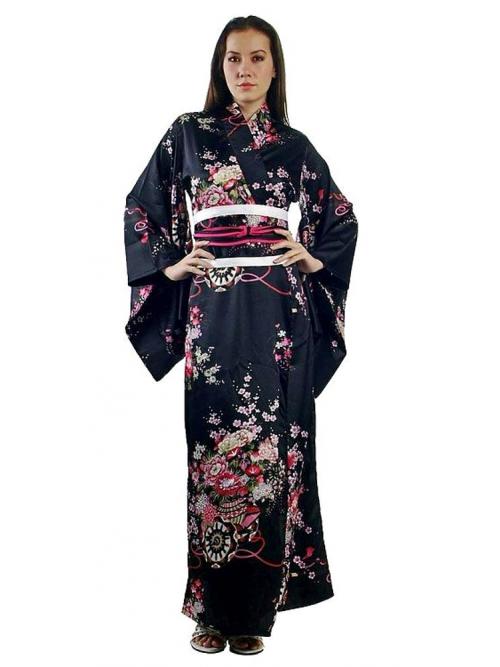 Black Geisha Kimono - Long Kimono - Kimono Online