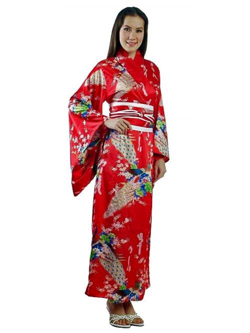 Red Peacock Kimono - Long Kimono - Kimono Online