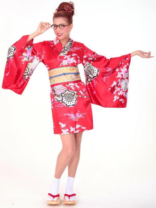 Short Red Kimono One Size